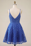 Robe de fin d’année à la maison à bretelles fines bleu royal bleu royal à bretelles fines