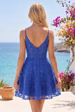 Robe de fin d’année à la maison à bretelles fines bleu royal bleu royal à bretelles fines