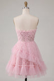 Robe de rentrée rose rose Sweetheart avec volants