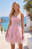 Robe de rentrée rose rose Sweetheart avec volants