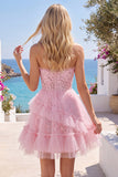 Robe de rentrée rose rose Sweetheart avec volants