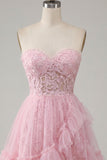Robe de rentrée rose rose Sweetheart avec volants