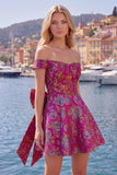 Robe de bal noire jacquard en ligne A avec nœud de fin d’année