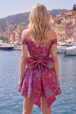 Robe de bal noire jacquard en ligne A avec nœud de fin d’année