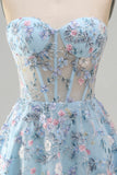 Robe de rentrée à la maison Green Sweetheart Corset transparente Ligne A avec appliques