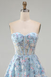 Robe de rentrée à la maison Green Sweetheart Corset transparente Ligne A avec appliques