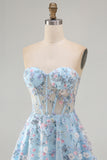 Robe de rentrée à la maison Green Sweetheart Corset transparente Ligne A avec appliques