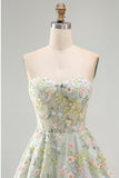 Robe de rentrée à la maison Green Sweetheart Corset transparente Ligne A avec appliques