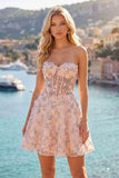 Robe de rentrée à la maison Green Sweetheart Corset transparente Ligne A avec appliques