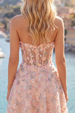Robe de rentrée à la maison Green Sweetheart Corset transparente Ligne A avec appliques