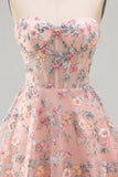 Robe de rentrée à la maison Green Sweetheart Corset transparente Ligne A avec appliques