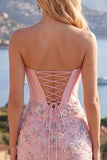 Robe de rentrée à la maison Bodycon Corset Rose Bodycon avec des appliques