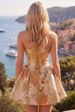 Robe de fin d’année jaune à ongles à fronçages