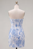 Robe de rentrée à la maison Blue Jacquard Bodyheart Bodycon Bodycon avec nœud