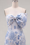 Robe de rentrée à la maison Blue Jacquard Bodyheart Bodycon Bodycon avec nœud