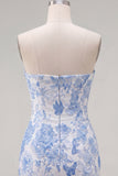 Robe de rentrée à la maison Blue Jacquard Bodyheart Bodycon Bodycon avec nœud