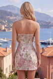 Robe de rentrée à la maison Blue Jacquard Bodyheart Bodycon Bodycon avec nœud