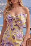 Robe de rentrée à la maison Blue Jacquard Bodyheart Bodycon Bodycon avec nœud