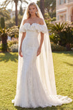 Robe de mariée bohème en dentelle florale en dentelle blanche avec voiles