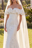 Robe de mariée bohème en dentelle florale en dentelle blanche avec voiles