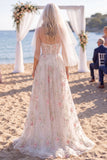 Robe de mariée en train de queue blanche blanche rose scintillante sans bretelles A Line Sweep Train, avec voiles