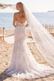 Robe de mariée en train en train à la fleur rose sirène avec voiles