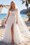 Corset blanc fleuri Une robe de mariée Chérie Douce Queue A avec voiles