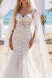 Robe de mariée Bohème, traîne en forme de corset de sirène, en dentelle florale blanche avec voiles