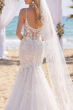 Robe de mariée Bohème, traîne en forme de corset de sirène, en dentelle florale blanche avec voiles
