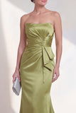 Robe formelle sirène verte à fronçons sans bustiers