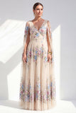 Robe de la mariée longue à manches longues à manches longues fleuri fleuries en A, ligne en A