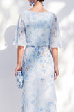 Robe longue mère de la mariée à manche longue à col bateau à fleurs à fleurs en mousse
