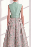 Robe longue marme de la mariée bleue à col en V à col en V avec un nœud