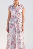 Robe blanche longue à fleurs en forme de maman de la mariée avec ceinture