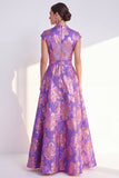 Robe longue de la mère de la mariée à longues manches en A-Line fleur en V et longueur marine