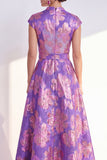 Robe longue de la mère de la mariée à longues manches en A-Line fleur en V et longueur marine