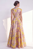 Robe longue de la mère de la mariée à longues manches en A-Line fleur en V et longueur marine