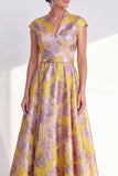 Robe longue de la mère de la mariée à longues manches en A-Line fleur en V et longueur marine