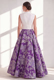 Robe longue longue de la mère de la mariée en ligne en V bleue avec nœud