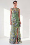 Robe longue marge de mariée à col bateau sirène marine avec fente