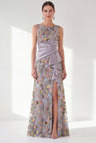 Robe longue marge de mariée à col bateau sirène marine avec fente