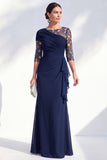 Robe longue marme de mariée en mousseline à col bateau sirène verte en chiffon