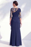 Robe longue marme de mariée en mousseline à col bateau sirène verte en chiffon