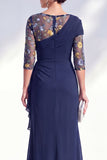 Robe longue marme de mariée en mousseline à col bateau sirène verte en chiffon