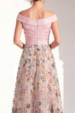 Blush A-Line Off the Shoulder, robe fleurie longue Mother of the Bride