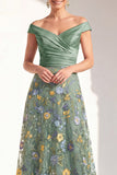 Blush A-Line Off the Shoulder, robe fleurie longue Mother of the Bride