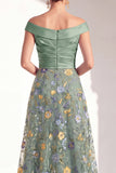 Blush A-Line Off the Shoulder, robe fleurie longue Mother of the Bride