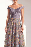 Blush A-Line Off the Shoulder, robe fleurie longue Mother of the Bride