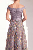 Blush A-Line Off the Shoulder, robe fleurie longue Mother of the Bride
