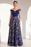 Blush A-Line Off the Shoulder, robe fleurie longue Mother of the Bride